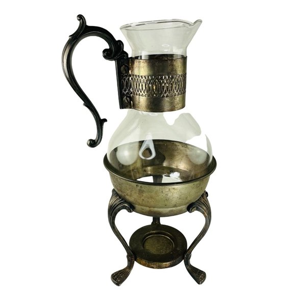 Mid Century Modern Glass Carafe Warmer with Stand Warmer Retro Vintage u - Picture 1 of 4
